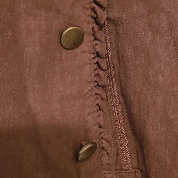 Maurices dark brown ruffled & button accent, rolled cuff, open jacket Sz  M - Picture 5 of 8